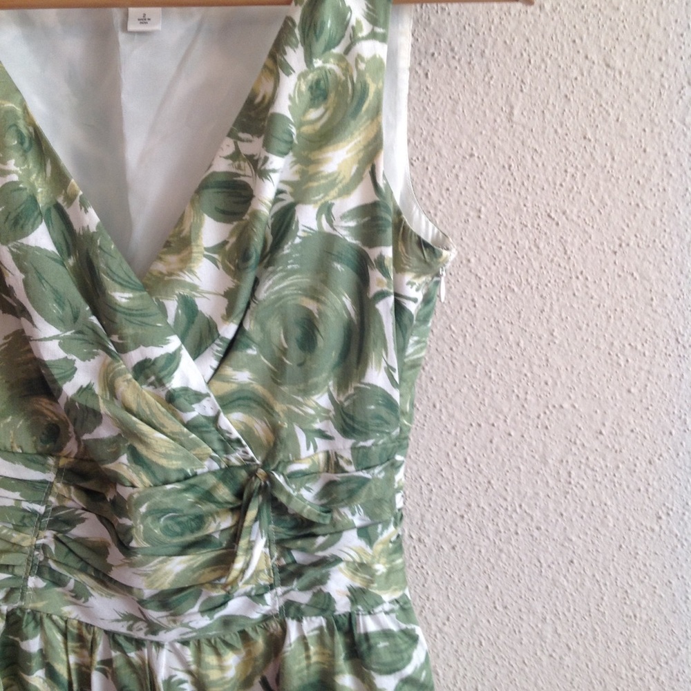 LOFT Green Floral Sleeveless Dress